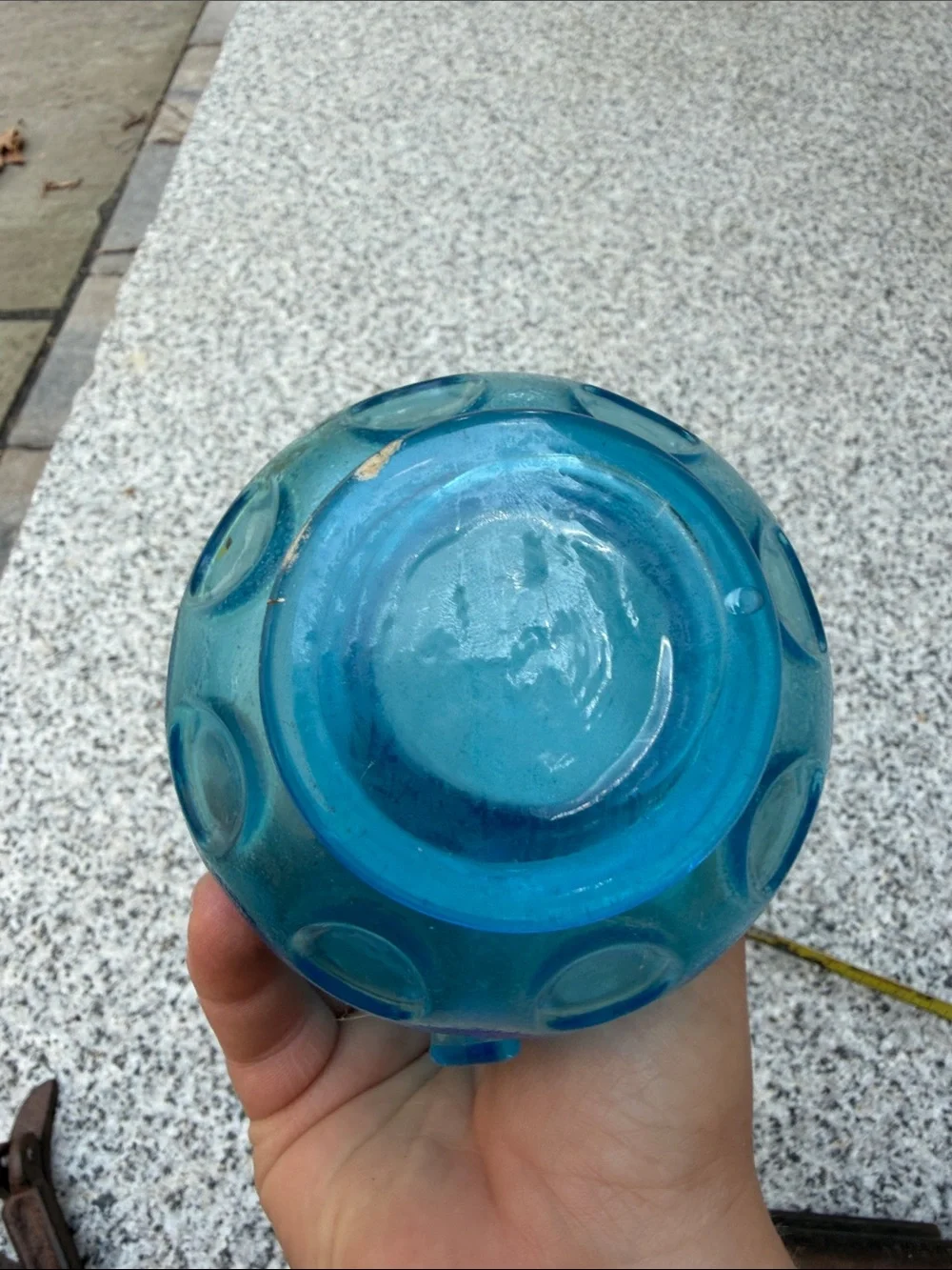 Teal Blue Bubble Glass Pitcher Vase